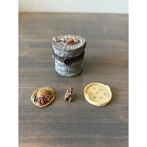 Boyds Bear Hat Box Trinket Box With Narcissus McNibble Treasure Box 2"